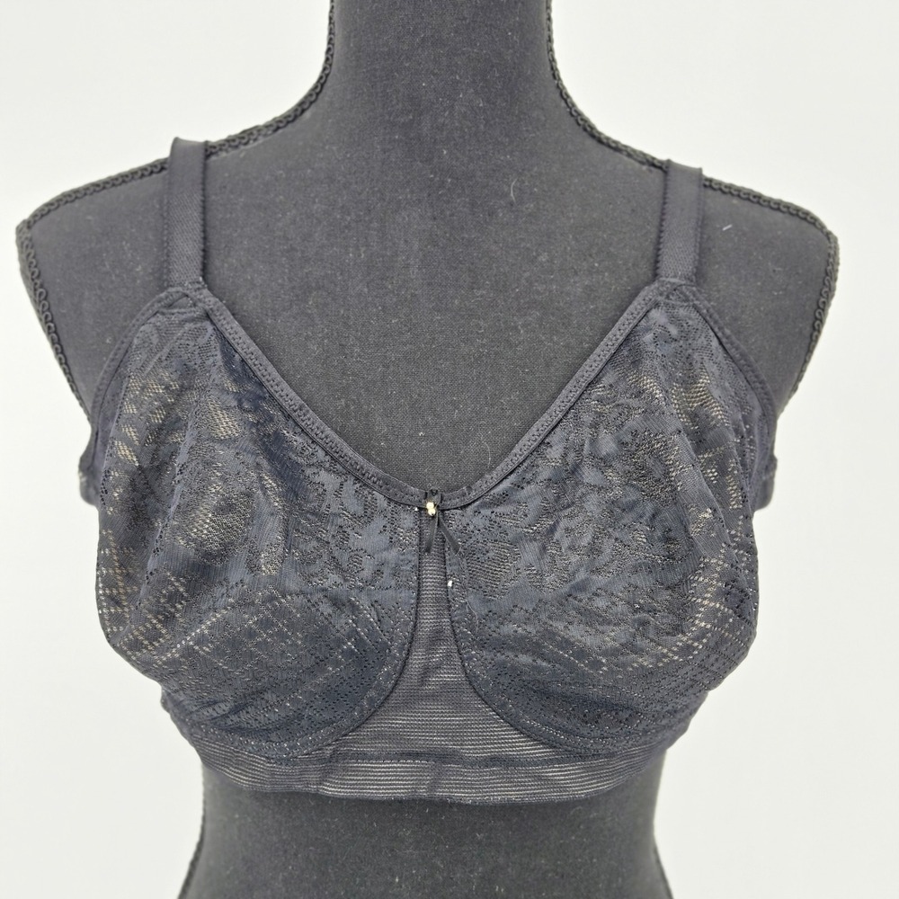 Wacoal Visual Effects Wire Free Minimizer Bra Black Lace Comfort Core 38DD EUC